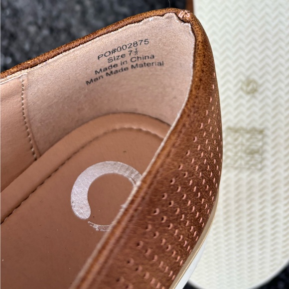 Journee Collection Lucie Loafer Flats in Brown Leather with Perforated Detail - Picture 6 of 6